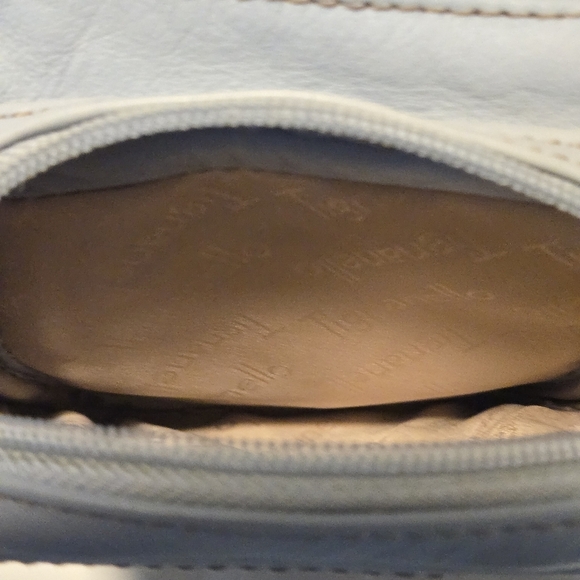 Tignanello Light Blue-Gray Genuine Leather Handbag Outer Zippered Pouch Pockets - Picture 10 of 16